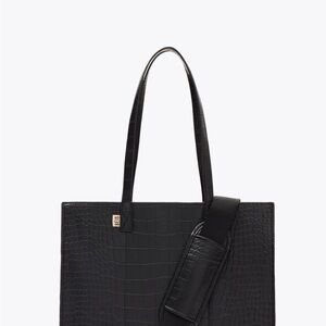 BEIS Black Croc-Embossed Laptop Bag